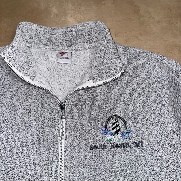 Vintage 90’s South Haven Michigan Women’s Small Grey Zip Up Sweatshirt - Picture 3 of 3